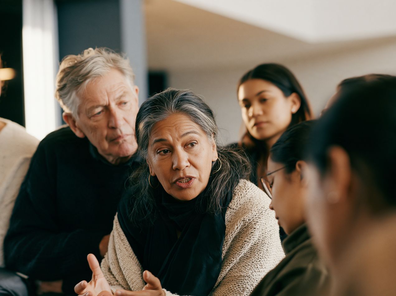 People in close discussion